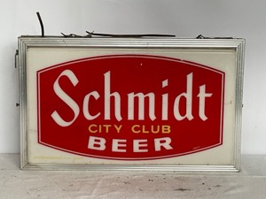 lot 47 image: 2 Sided Lit Schmidt City Club Beer