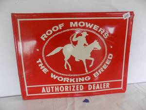 lot 203 image: Vintage Tin Sign Roof Mower - The Working Breed