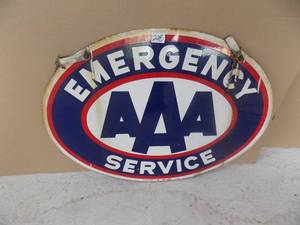 lot 228 image: Tin Sign 2 sided  Emergency AAA Service