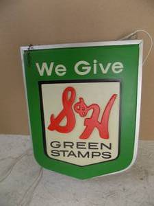 lot 240 image: 2 sided Lit S & H Green Stamp Sign