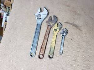Lot of 4 Adjustable Wrenches