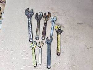 Lot of 8 Adjustable Wrenches
