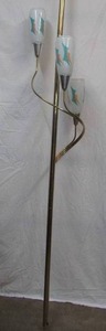 lot 33 image: Vintage Mid-Century Modern Tension Rod Pole Floor Lamp with 3 Glass Shades.MCM