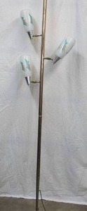 lot 34 image: Vintage Mid-Century Modern Tension Rod Pole Floor Lamp with 3 Glass Shades