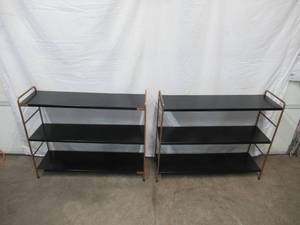 lot 37 image: 2- Vintage Mid-Century Modern Metal Shelves. MCM.