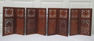 lot 66 image: Lot of 4- Hand Carved Walnut Wood Panels.