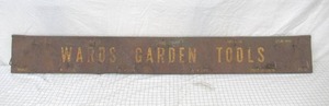 lot 81 image: Large Rustic Metal Garden Tool Sign. Wards Gardening Sign. 