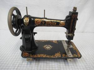 lot 88 image: Antique White Sewing Machine. USA