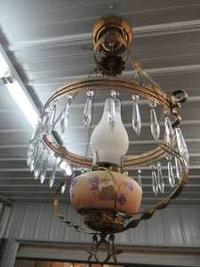 lot 92 image: Vintage Victorian Oil Ceiling Light converted to electric