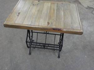 End Table Metal Base Wood Top...