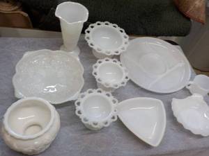 Assortment of Milk Glass...