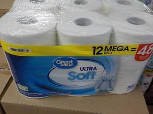 12 Mega Rolls Great Value 2 Ply Toi...