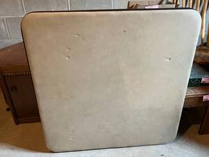lot 61 image: TanBrown Folding Card Table with 5 Chairs