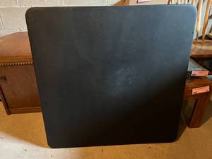 lot 62 image: Vintage Black Card Table & 4 Folding Chairs