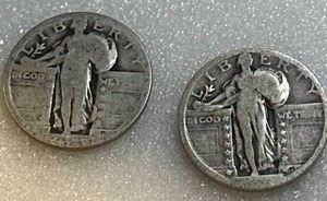 lot 56 image: Lot of 2 Standing Liberty Quarters