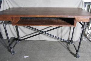 Heavy Duty Rolling Table - Wood &amp Iron - 72 x 28 x 41