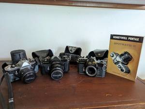 Three Vintage Pentax Cameras