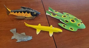 Three Fish Decoys And Weight