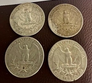 LOT OF 4 SILVER QUARTERS FROM 1960S