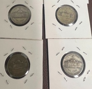 LOT OF 4 SILVER ROOSEVELT DIMES FROM THE 1940S