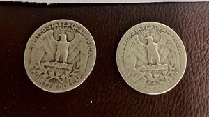 LOT OF 2 SILVER QUARTERS FROM 1940S