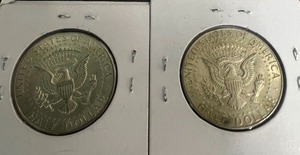 LOT OF 2 1968D KENNEDY HALF DOLLARS