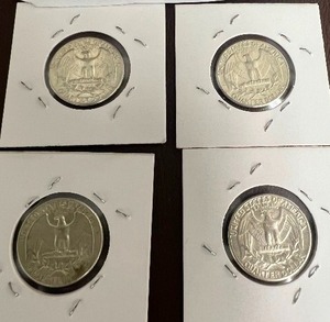 LOT OF 4 SILVER QUARTERS FROM 1960S