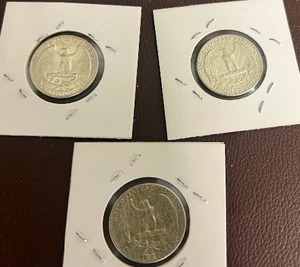 LOT OF 3 SILVER QUARTERS FROM 1960S