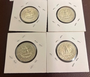 LOT OF 4 SILVER QUARTERS FROM 1960S