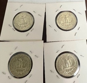 LOT OF 4 SILVER QUARTERS FROM 1960S