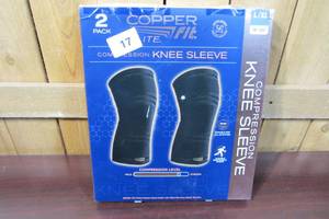 lot 17 image: Copper Fit Compression Knee Sleeve - Two Pack - LXL 16 - 20