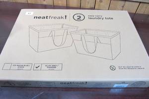 lot 57 image: Neatfreak Flexible Collapsible Canvas Tote Hamper, Gray, 2 Pack