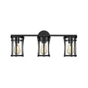 lot 44 image: OVE Joakim 3-Light Vanity Black Finish Dimmable