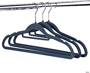 lot 53 image: Velvet Hangers 50 Pack - Extra Strong to Hold Heavy Coat and Jacket - Non-Slip & Space Saving Design Excellent for Men and Women Clothes - Rotating Chrome Hook - Modern Gray Color
