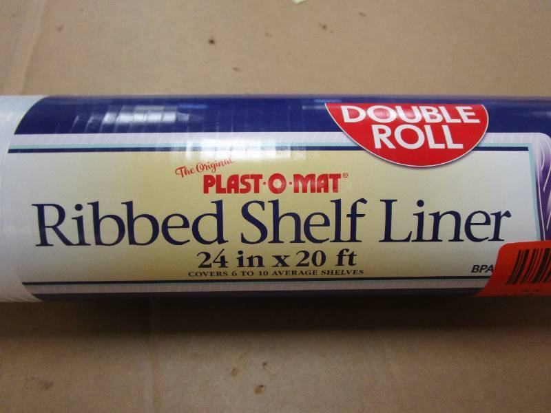 lot 573 image: Plast-O-Mat 24 in. x 20 ft. Clear Ribbed Shelf Liner