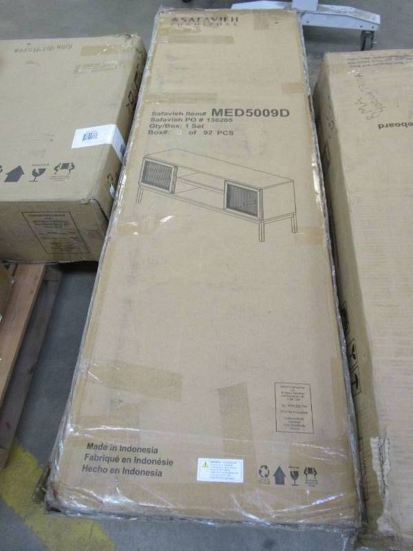 lot 211 image: Zadie 1 Shelf Rattan Media Stand in Black (OPEN BOX)