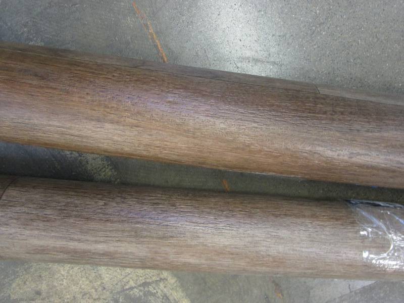 lot 538 image: LOT OF 2 - 8 x 12 Vinyl Remnants in Brown (1 HAS A HOLE THROUGH A COUPLE LAYERS)