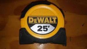 lot 37 image: DeWalt 25 Foot Tape Measure.