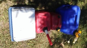lot 166 image: Fuel Cans (3) And Small Cooler.