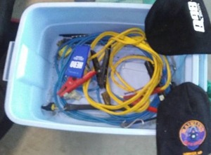 lot 333 image: Extension Cords, Jumper Cables and More in Tote