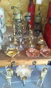 lot 348 image: Variety Of Candle Holders. Brass, Metal, Copper.