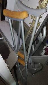 lot 361 image: Misc. Pile of Items. crutches, walker & more.
