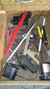 lot 262 image: Drawer Contents. 2 electric air pumps