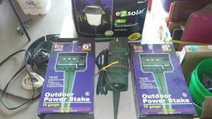 lot 313 image: Ez Solar Light Set And (3) Outdoor Power Stakes.