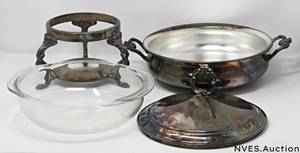 lot 54 image: Raised chafing dish round silver plate