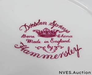 lot 87 image: 3 pc bundle Dresden sprays bone china crystal bowl Wedgewood embossed