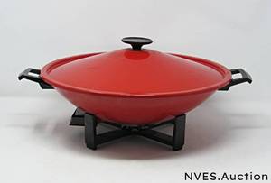 lot 114 image: Vintage West Bend Red Electric wok New in Box, Apparently Unused