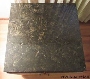 lot 162 image: Big end table Marble top on casters