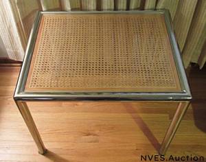 lot 163 image: Glass and ratan chrome table