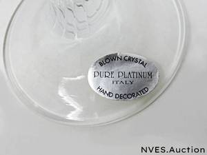 lot 167 image: crystal platinum trim hand decorated toasting flutes